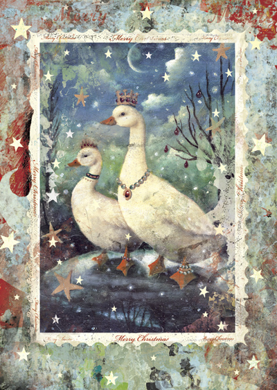 Royal Geese Pack of 5 Christmas Cards by Stephen Mackey